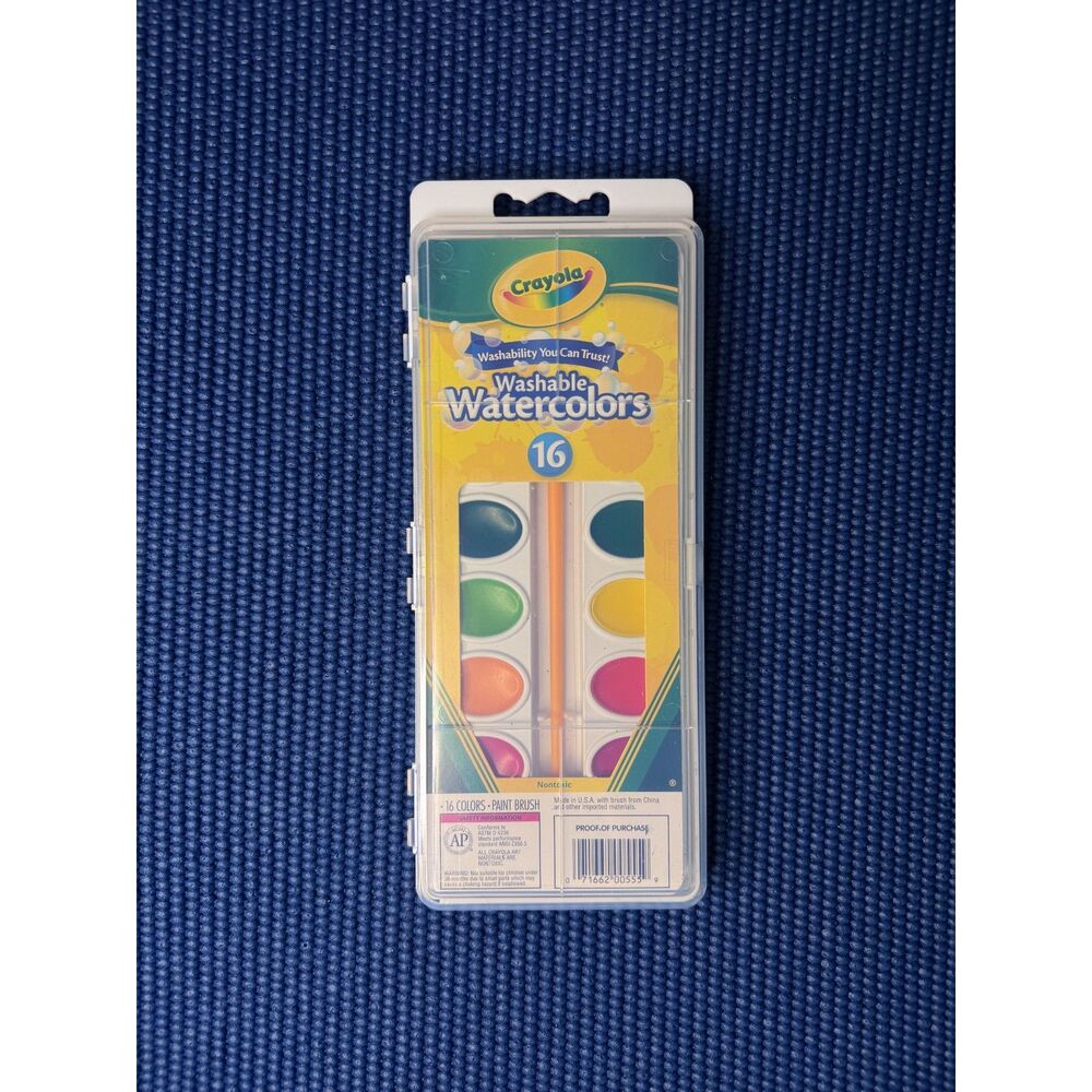 Crayola Washable Watercolor Paint Set 16 Count Pans with Brush New Sealed